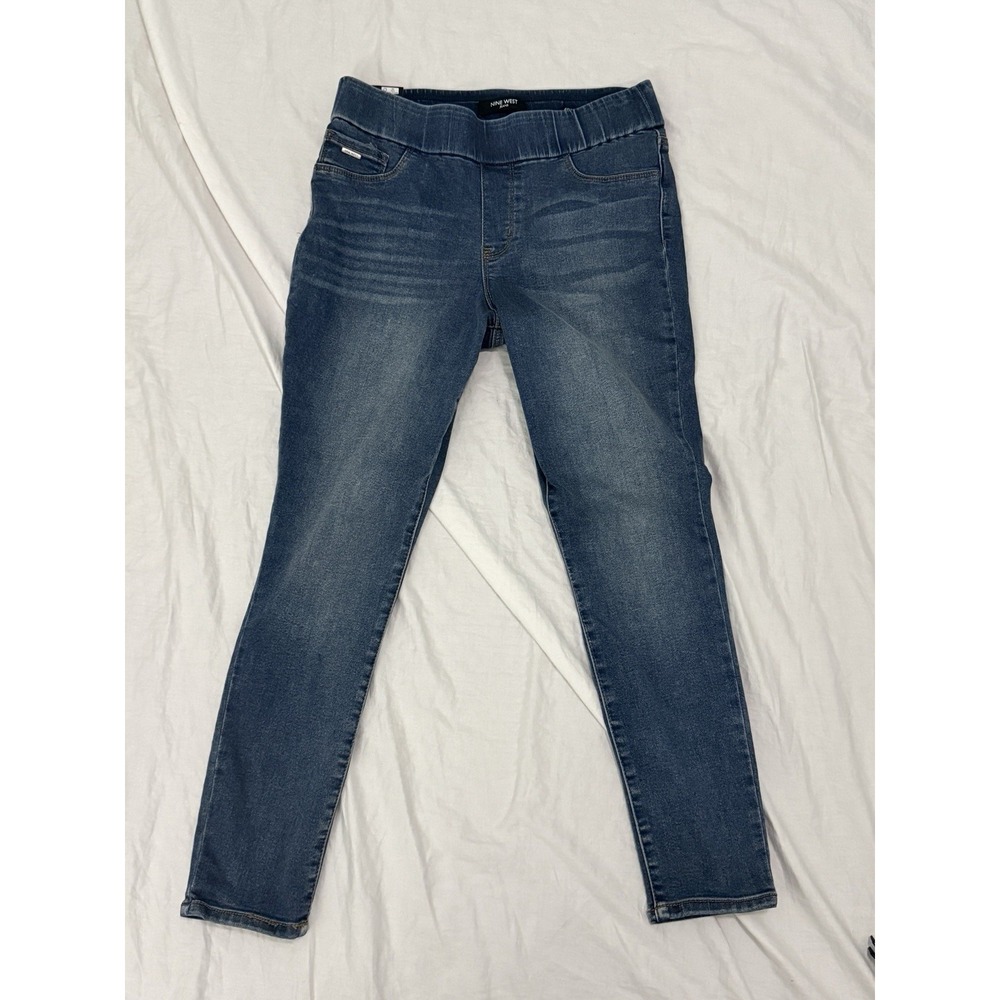 Nine West Jeans Womens Sz 6 Blue Heidi Pull-On Skinny Stretch Crop Pants NWT
